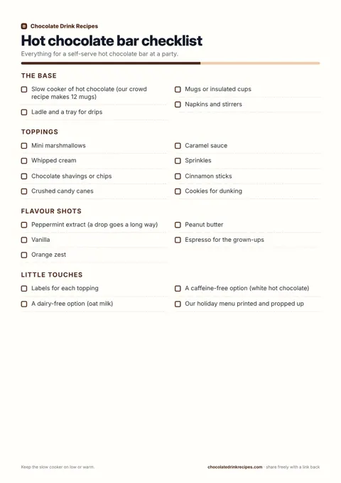 Hot chocolate bar checklist